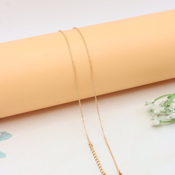 Rose Gold LOVE Necklace with Dainty CZ Charms - Adjustable Chain, XPNL0411 - Picture 12 of 13